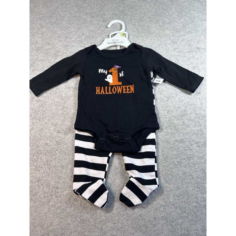 Koala Kids "My 1st Halloween" 2 Piece Set Footed Strip Outfit Pumpkin Butt NWT